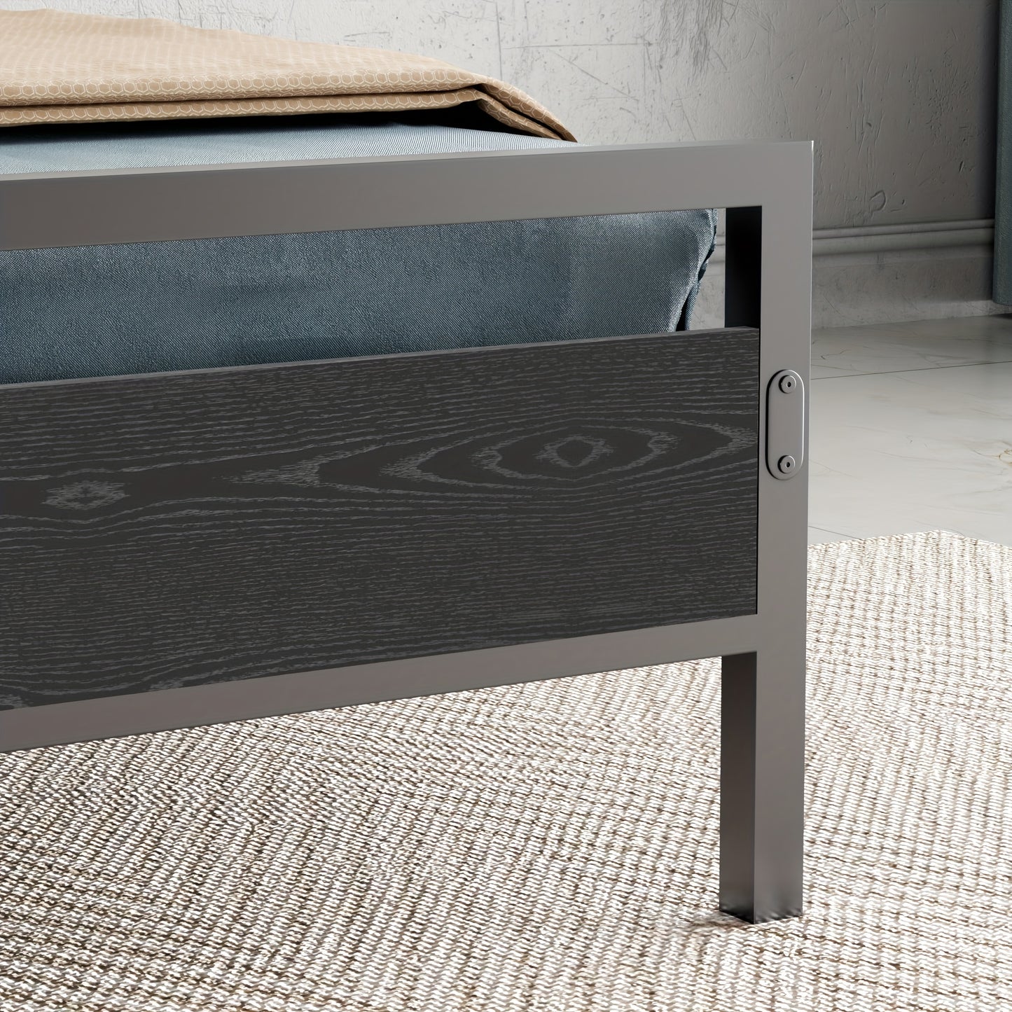 Metalen Bedframe – Stalen Bedbodem – Logeerbed Frame – Modern Jeugdbed – Bed Met Lattenbodem – Zwart – Stevig Stalen Frame – Opbergruimte Onder Bed