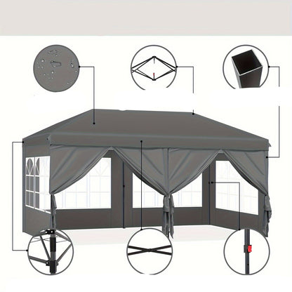Opvouwbare Partytent – Gazebo – Tuinentent – Evenemententent – 3 X 6 Meter – Stalen Frame – 6 Zijpanelen Met Rits