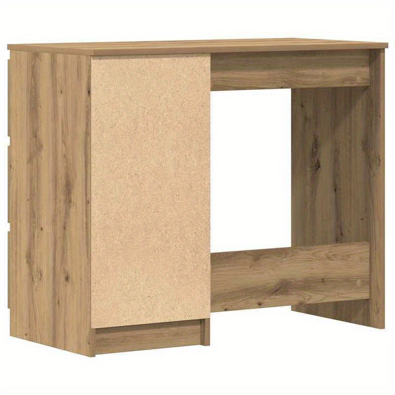 Modern Oak-Finish Composite Wood Desk - 90x45x76cm, Smooth & Moisture-Resistant, Anti-Warpage & Tear, Ideal for Home Office, Study, or Living Room, Stylish Minimalist Design with Storage Drawers, Desk Decor