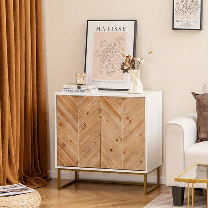 Dressoir – Opbergkast – Ladekast – Buffetkast – Kast – Modern Wit – MDF & Massief Hout – Stabiele Metalen Poten