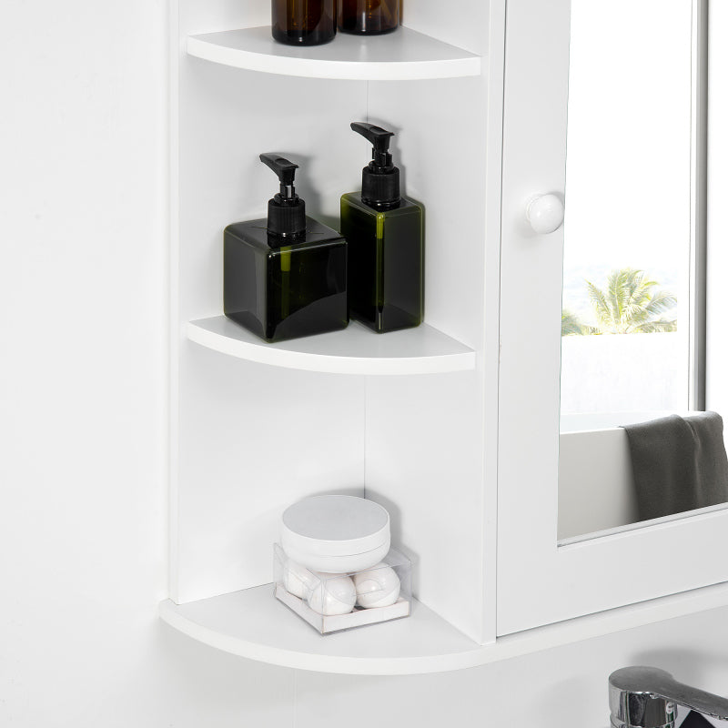 Badkamerkast – Spiegelkast – Wandkast – Opbergkast – Badmeubel – Wit MDF – 66x17x63 cm – Waterbestendig en Compact