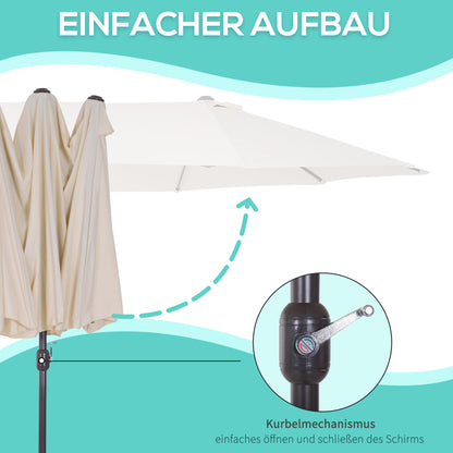 Parasol – Strandparasol – Tuinparasol – Zonnescherm – Schaduwdoek – Beige – Extra Groot 4,6 x 2,4 Meter – Stevig Polyester Doek