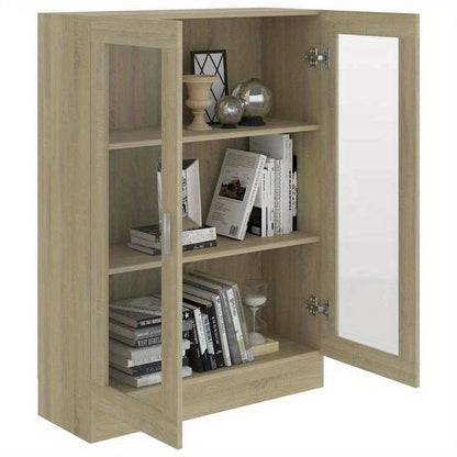 Vitrinekast – Opbergkast – Glazen Kast – Displaykast – Showkast – 82,5x30,5x115 cm – Massief Hout en Metaal – Stijlvol Europees Design