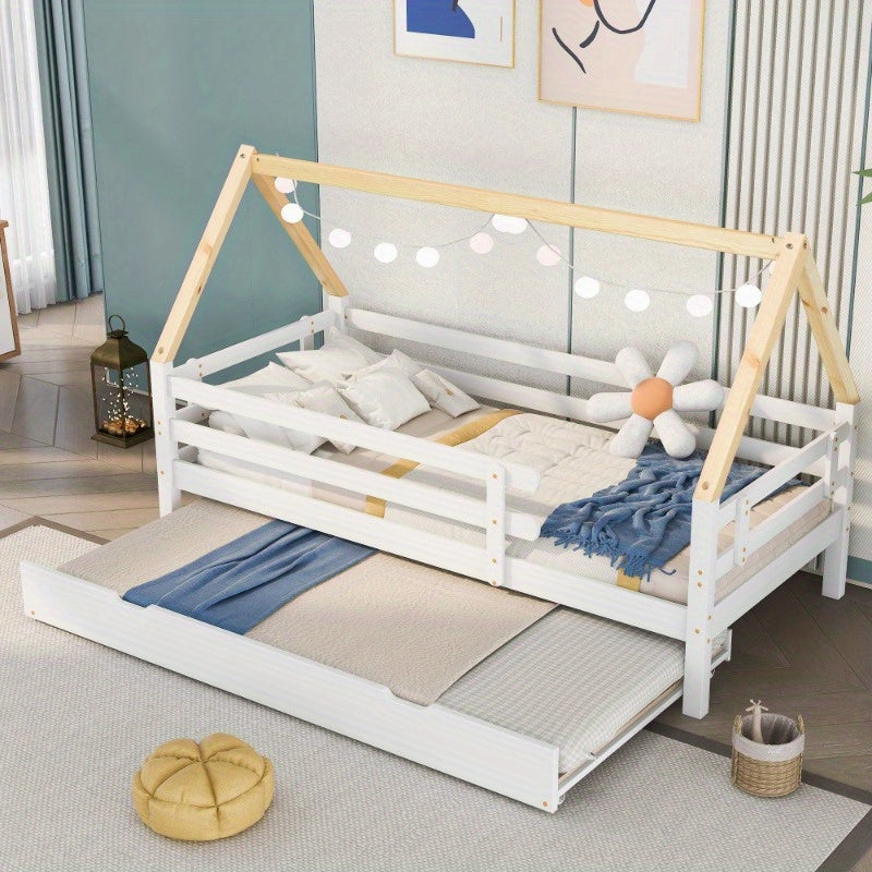 Staalbed – Metaalbed – Gastbed – Uittrekbed – Enkelsbed – Pull-Out Rolling Bed – Ruimtebesparend Design – Inclusief Dakconstructie