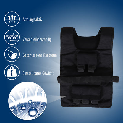Gewichtsvest – Weight Vest – Verstelbaar Trainingsvest – Hardloopvest – Gewichtsvest Met Uitneembare Gewichten – 15/20/30 kg – Duurzaam Ijzer En Comfortabele Verstelbare Bandsluiting