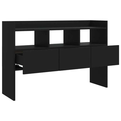 Modern Black Sideboard with Lockable Doors & Fire-Resistant Panels - Large -to-Ceiling (105x30x70cm) - Minimalist Black Wood Furniture for, Dining Room, Entryway - Easy Assembly