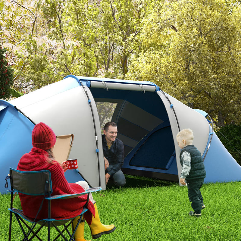 Tent – Kampeertent – Familietent – Koepeltent – Tunneltent – Ruim 4-6 Persoons – Lichtgewicht Aluminium Frame – Waterdicht Met Regenhoes & Grondzeil