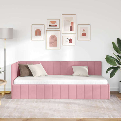 Bedframe – Bed – Eenpersoonsbed – Slaapbank – Kinderbed – Blauw Velvet Hoofdbord – Stevig Plaatmateriaal – Lattenbodem 80x200 cm