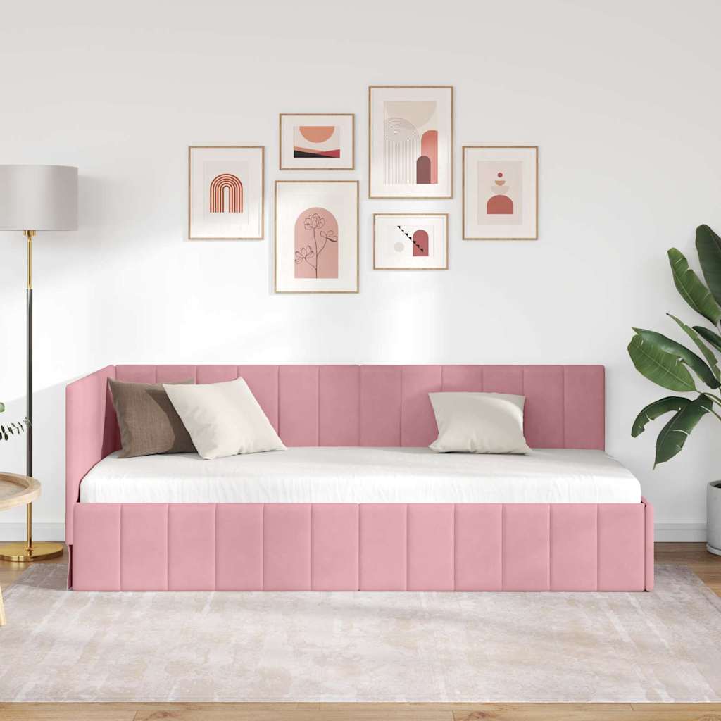 Bedframe – Bedframe Met Lattenbodem – Bed Onderstel – Bedframe Houten Constructie – Donkergroen 90x190 cm – Stevig Engineered Wood – Fluwelen Hoofdeinde