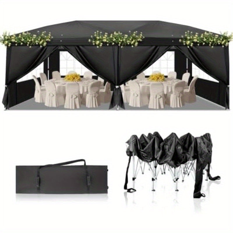 Tuinfeest Tent – Partytent – Paviljoen – Feesttent – Buitentent – 3x6m Pop-up – Waterdicht – Stalen Frame – Zwart