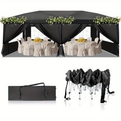 Tuinfeest Tent – Partytent – Paviljoen – Feesttent – Buitentent – 3x6m Pop-up – Waterdicht – Stalen Frame – Zwart