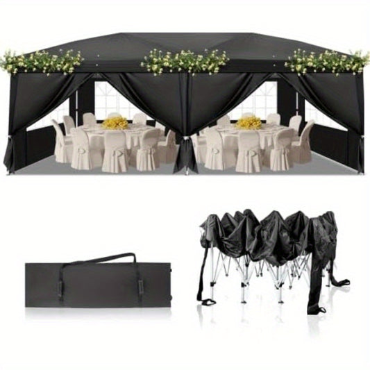 Tuinfeest Tent – Partytent – Paviljoen – Feesttent – Buitentent – 3x6m Pop-up – Waterdicht – Stalen Frame – Zwart