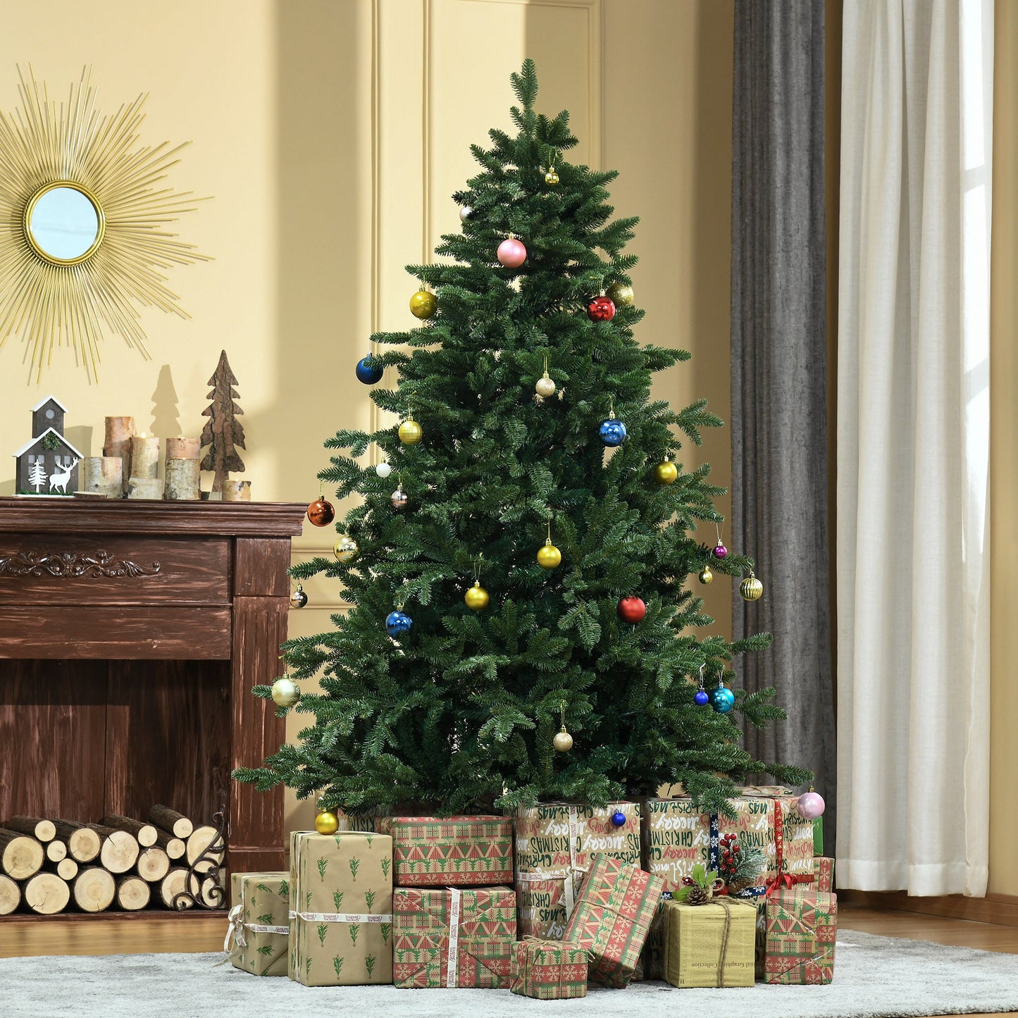 Kunstkerstboom – Nepkerstboom – Kerstboom – Kersteverlichting – Groen – 1,8 Meter Hoog – Realistische Takken van PVC en PE