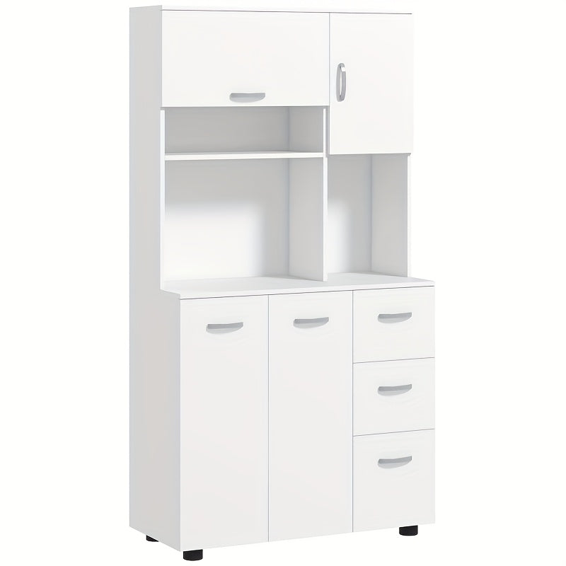 Keukenkastje – Dressoir – Opbergkast – Ladekast – Keukenkast – Wit – 89x39,5x168 cm – 3 Lades & 3 Open Schappen