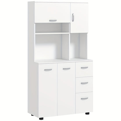 Keukenkastje – Dressoir – Opbergkast – Ladekast – Keukenkast – Wit – 89x39,5x168 cm – 3 Lades & 3 Open Schappen