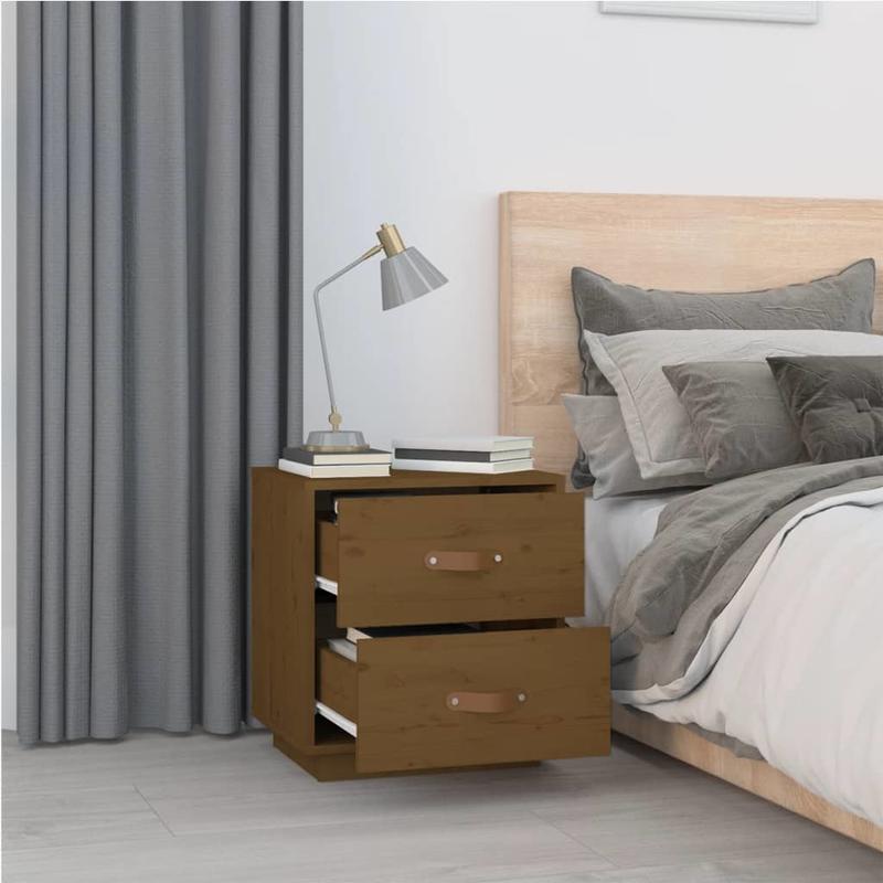 Bedside tables 2 st 40x34x45cm Solid grenenwood honingbruin Removable, suitable for indoor use and suitable for all seasons