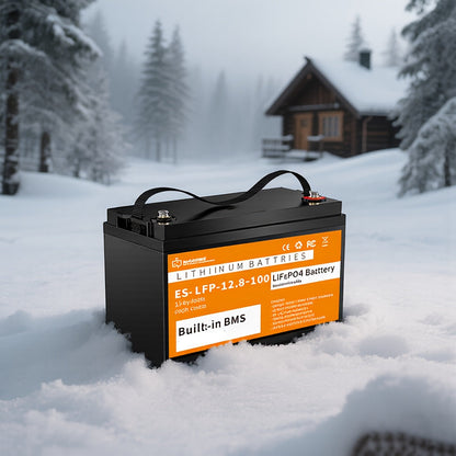 LiFePO4 Accu 12V 100Ah – Lithium Batterij – Deep Cycle Accu – Solar Accu – Camper Accu – Ingebouwd BMS – Robuuste ABS Behuizing – Lange Levensduur 4000+ Cycli