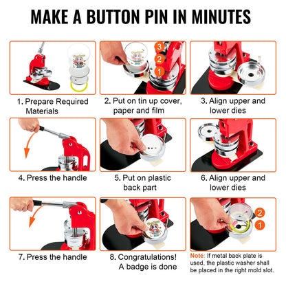 Buttonmaker – Badge Maker – Pinnenmaker – Knopenmachine – DIY Speldjesmachine – 75 mm Diameter – Stevig IJzer Met ABS Coating