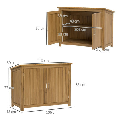 Buitenopslagkast – Tuinkast – Opbergkast Buiten – Tuinhuisje – Gereedschapskast – Weerbestendig Pent Dak – 110x50x85 cm Bruin