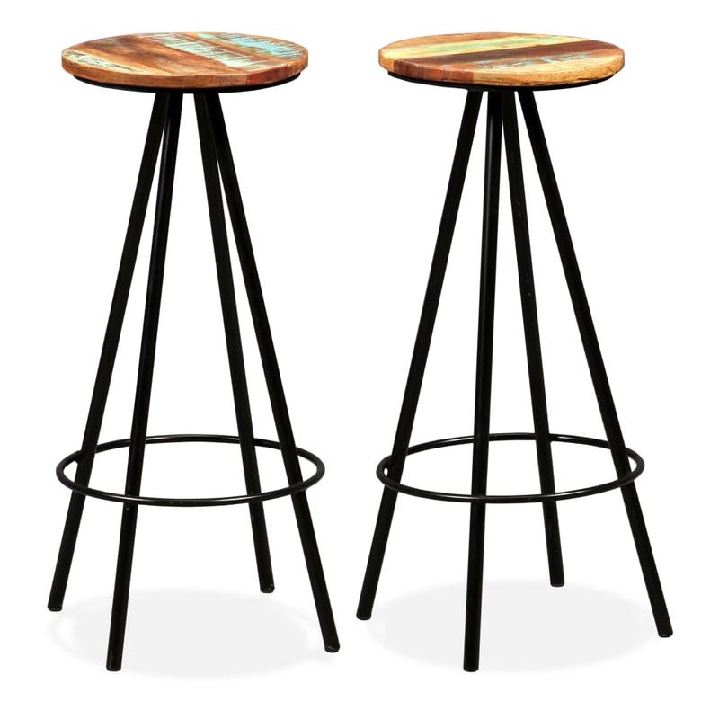 Bar stool 2pcs of solid old wood, Dining Room Furniture, Pub Stools, Modern Stool, Contemporary Seating, Fabric Upholstery Stool, Backrest Stool