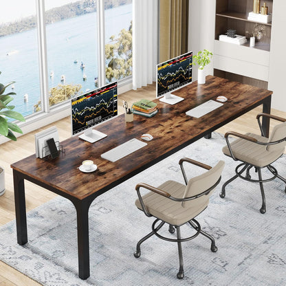 Vintage Bureau – Computer Tafel – Werktafel – Kantoor Meubel – Vergadertafel – Rustic Brown – Industrieel Design – 200 x 70 x 75 cm
