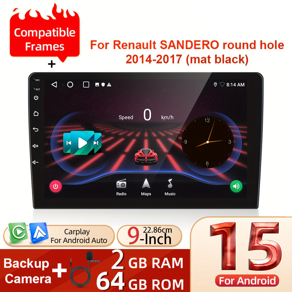 Android 15 Autoradio – Dubbele Din Multimedia Speler – Touchscreen Navigatie Systeem – Bluetooth Radio – CarPlay Autoradio – 9 Inch Scherm – Draadloze Connectiviteit – Achteruitrijcamera Inclusief