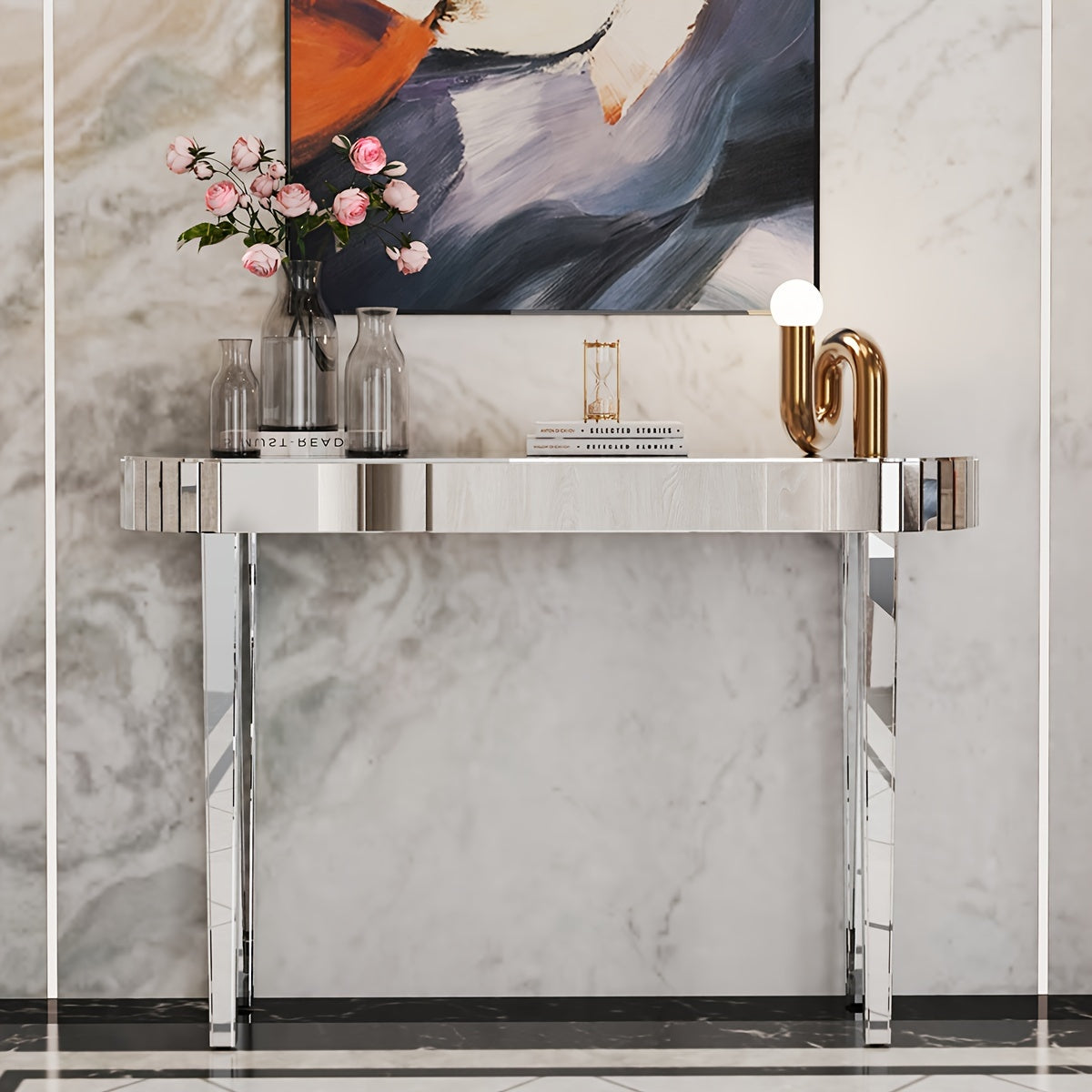 Sidetable – Consoletafel – Haltafel – Wandtafel – Dressoir – Hoogglans Spiegelglas – 120 cm Breed