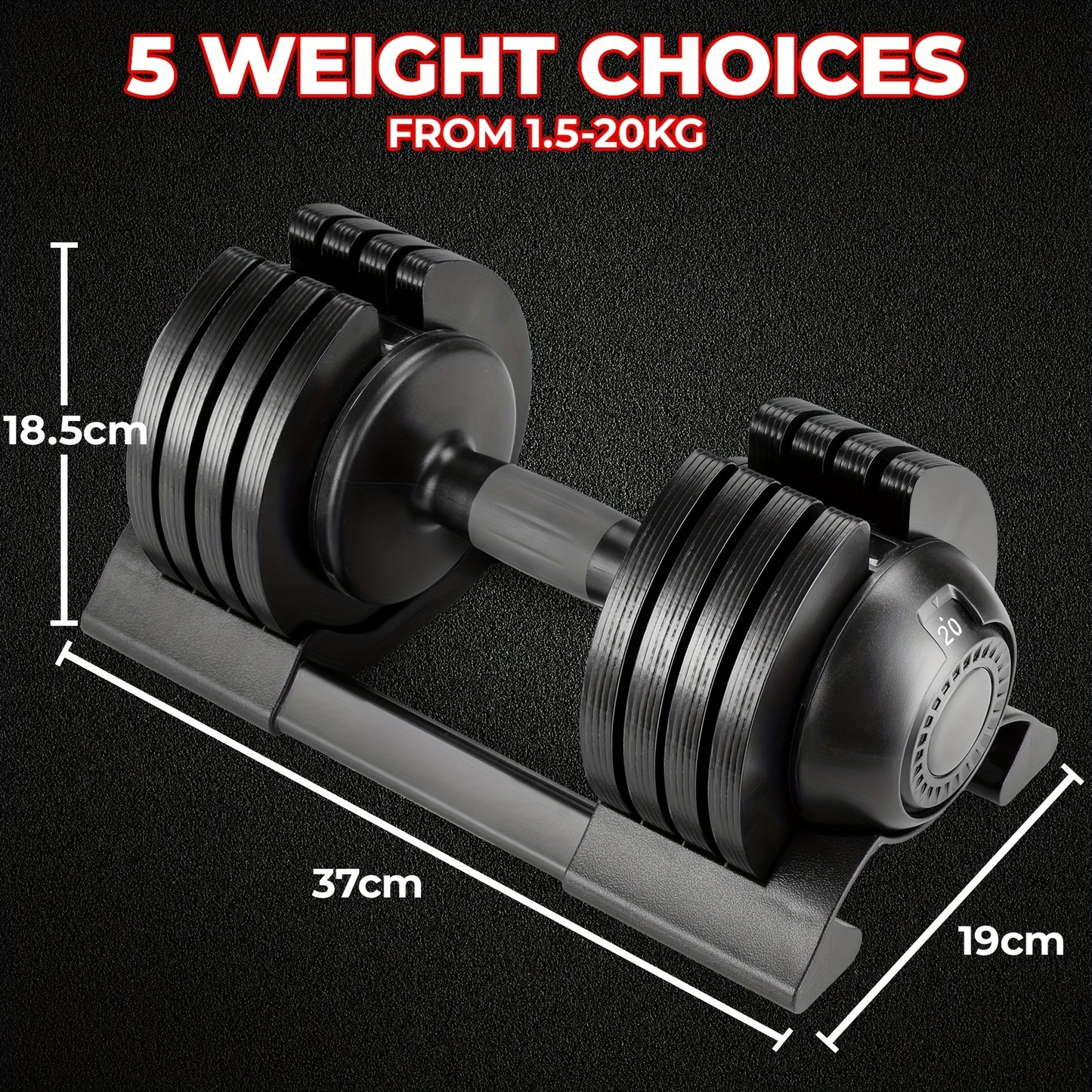 Halters – Verstelbare Dumbbells – Halterset – Fitnessgewichten – Krachttraining – 24 Kg – Antislip Handvat – Stabiele Versterkte Basis