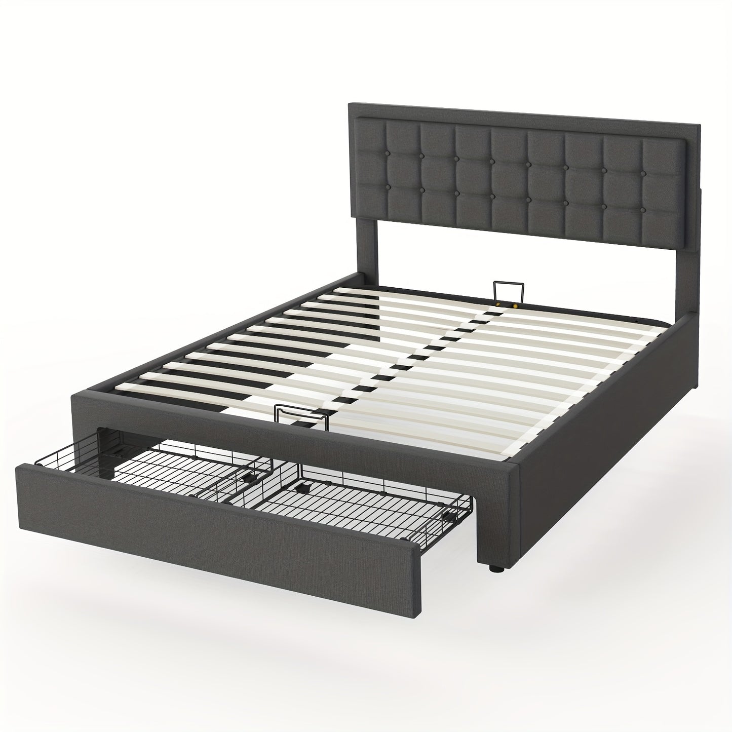 Bedframe – Tweepersoonsbed – Gestoffeerd Bed – Opbergbed – Slaapbank – 140x200 cm – Hydraulische Lift – Ruime Onderbedlade