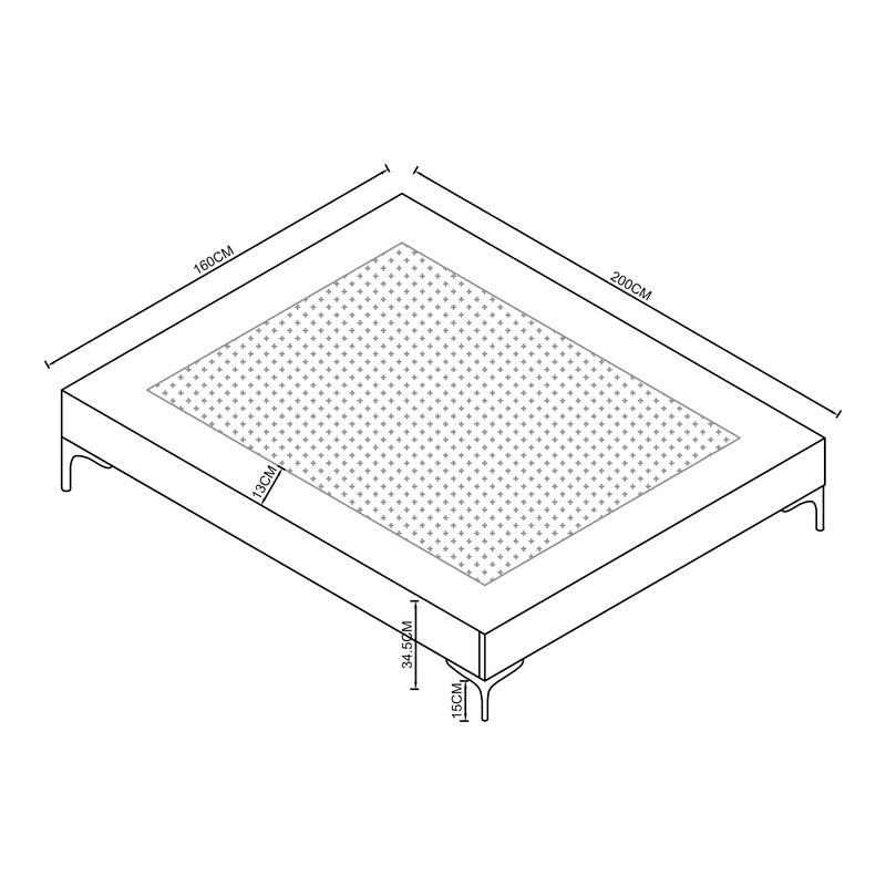 Tweepersoonsbed – Dubbelbed – Slaapbed – Bedframe – Boxspringbed – Donkergrijs – Afneembare Wasbare Stof – Stevig Multiplex Frame 140x200 cm