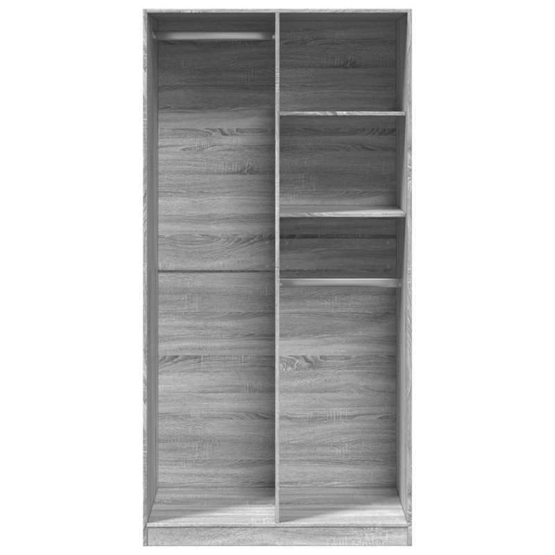 Spacious Gray Sonoma Oak Wood Wardrobe - Classic Design with Hanging Rails, Shelves for Shoes and Accessories, Ideal for Organizing Clothing and Footwear, Accessory Organization|Classic Wardrobe|Durable Wood Construction