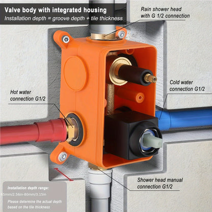 Concealed shower set with shower head for bathtub and shower system