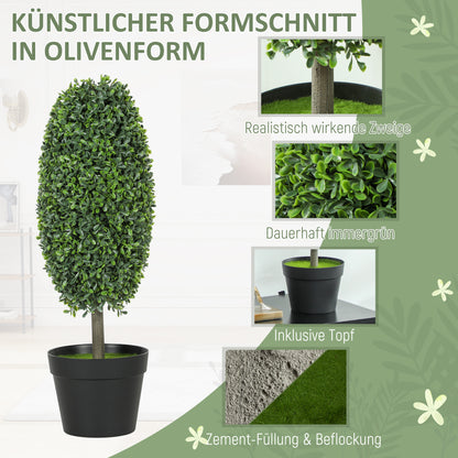 Kunstplanten – Nepsplanten – Kunstbomen – Decoratieplanten – Set van 2 – Onderhoudsvrij – UV-bestendig – 60 cm met Betonpot