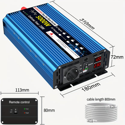 Omvormer – Spanningsomvormer – Stroomomzetter – Inverter – Converter – 4000W Pure Sinus – 12V/24V Naar 220V Met EU Stopcontact & Afstandsbediening