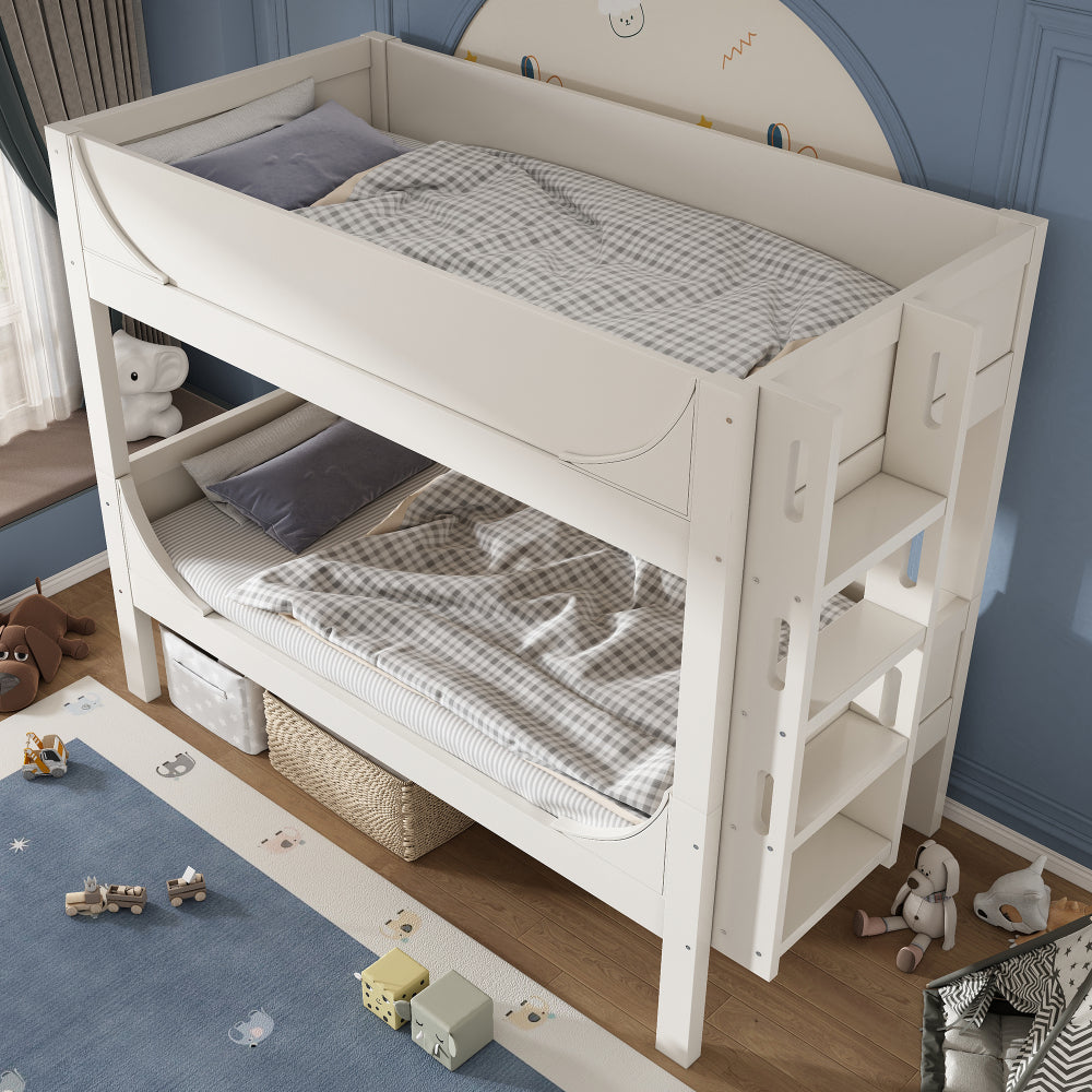 Hoogslaper – Stapelbed – Kinderbed – Eenpersoonsbed – Mezzaninebed – Wit – 90x200 cm – Stevige Metalen Constructie – Ruimtebesparend & Multifunctioneel