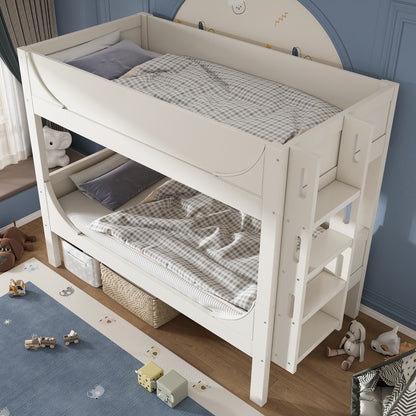 Hoogslaper – Stapelbed – Kinderbed – Eenpersoonsbed – Mezzaninebed – Wit – 90x200 cm – Stevige Metalen Constructie – Ruimtebesparend & Multifunctioneel