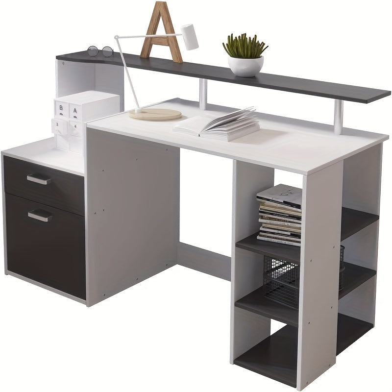 Bureau – Computertafel – Bureautafel – Werkplek – Studieplek – Met Boekenkast – Ruime Opbergruimte – Stevig Metaal en Hout