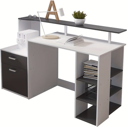 Bureau – Computertafel – Bureautafel – Werkplek – Studieplek – Met Boekenkast – Ruime Opbergruimte – Stevig Metaal en Hout