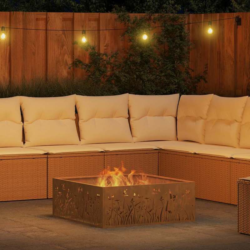 Buitenhaard – Vuurschaal – Terrashaard – Tuinhaard – Vuurkorf – RVS Staal – 80x80x30 cm – Poedercoating – Bruin