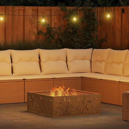 Buitenhaard – Vuurschaal – Terrashaard – Tuinhaard – Vuurkorf – RVS Staal – 80x80x30 cm – Poedercoating – Bruin
