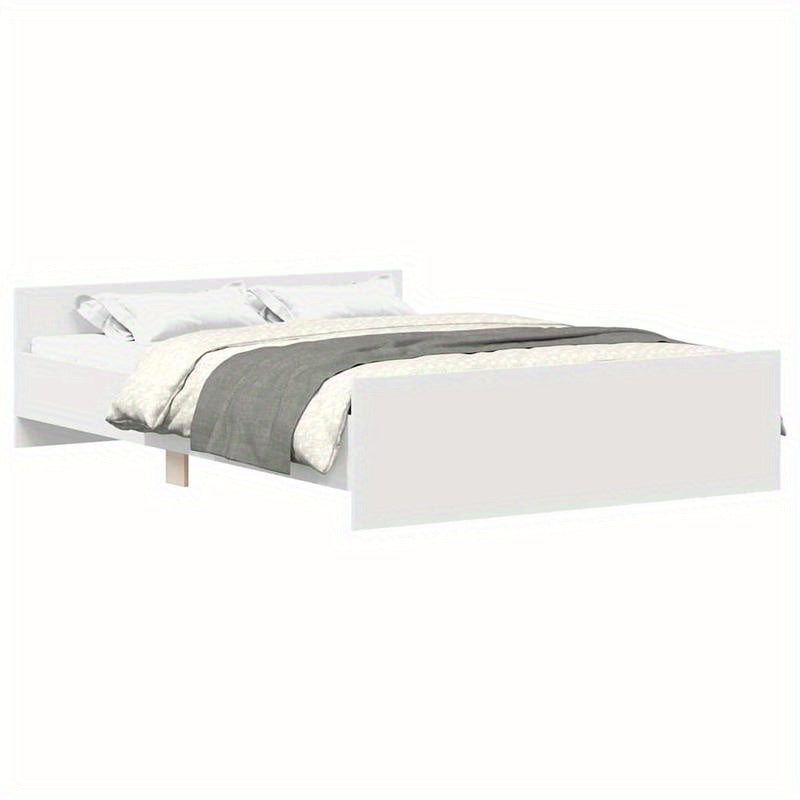 White bed frame with headboard and footboard 135x190cm Practical, removable, suitable for all seasons, Removable Bed Cover, Bedroom Furniture, Minimalist Style, Modern Bed Frame, Wooden Frame, Durable Construction, Versatile