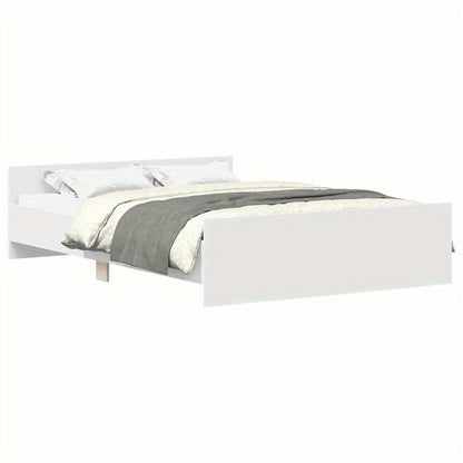 White bed frame with headboard and footboard 135x190cm Practical, removable, suitable for all seasons, Removable Bed Cover, Bedroom Furniture, Minimalist Style, Modern Bed Frame, Wooden Frame, Durable Construction, Versatile