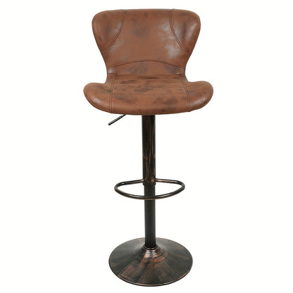 Barstoel – Barkruk – Barstoel Kruk – Keukenstoel – Bistrostoel – Retro Industrieel – Set Van 2 – Verstelbare Hoogte – Draaibaar – Donkerbruine Velvet Bekleding – Metalen Frame