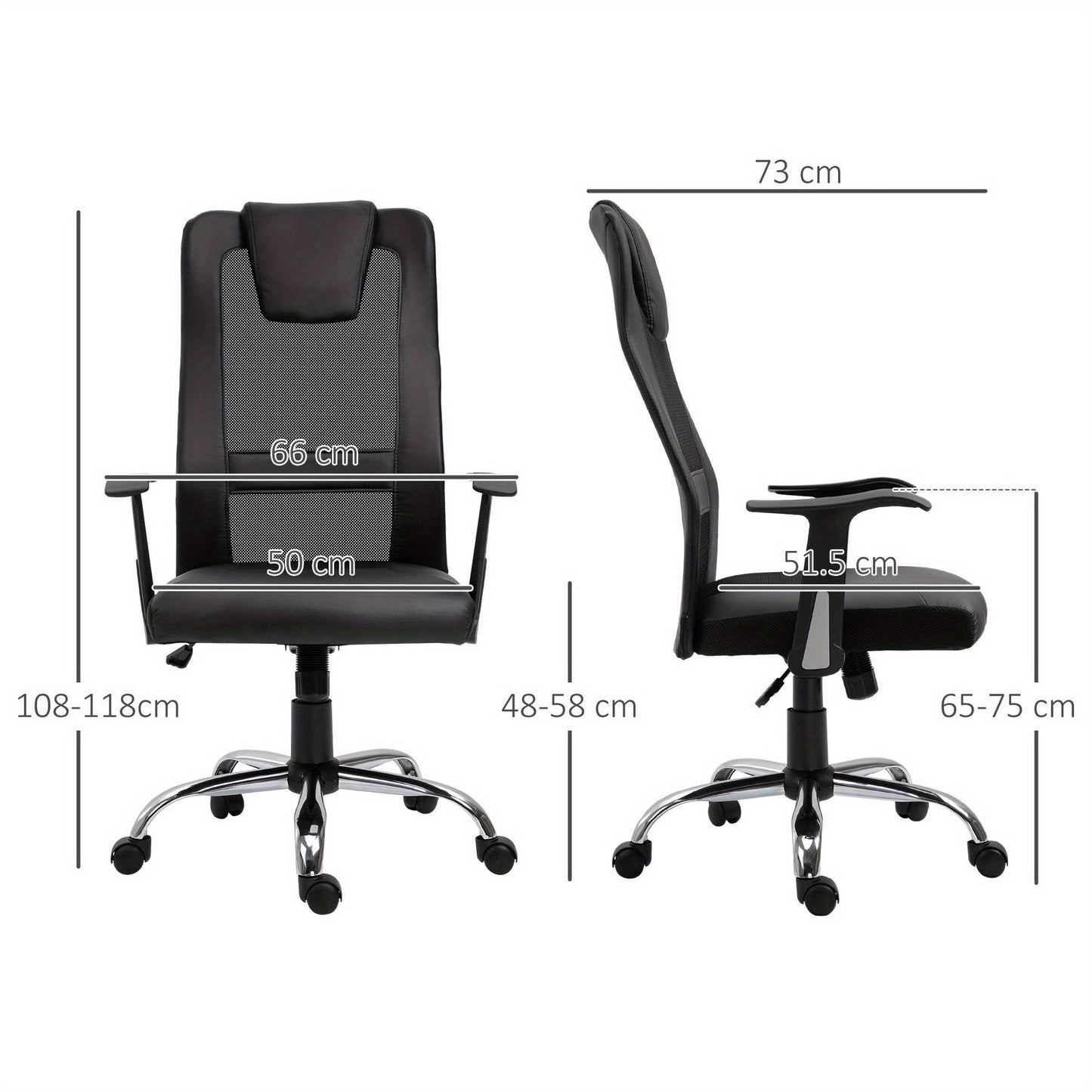 Bureaustoel – Kantoorsstoel – Office Chair – Gamestoel – Werkstoel – Ergonomisch S-vormig – Verstelbare Zithoogte – Schommelfunctie – 120 kg – Zwart