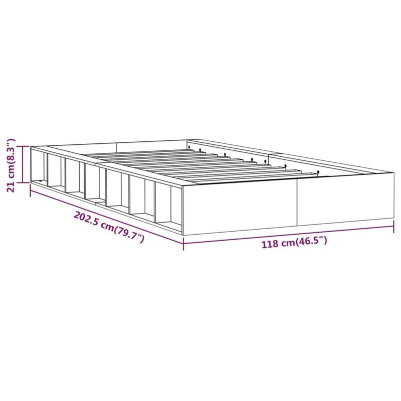 Contemporary Wooden Bed Frame 100x200cm - High-Quality Hardwood & Particle Board, Removable & Durable Frame with Built-In Headboard, No Assembly Required, Portable Bed Frame for Small Spaces, Bed Frame for Bed, Spacesaving Fu