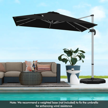 Parasol – Zweefparasol – Tuinparasol – Balkonparasol – Stokparasol – 300 cm – 360° Draaibaar – Aluminium Frame – Scheurbestendig Polyester – Kantelbaar – Met Kruisvoet – Windventilatie
