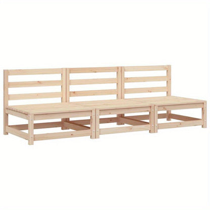 Houten Tuinbank 3-Delig – Armlos Loungeset – Buitenbank – Patio Meubel – Solid Pine Hout – Duurzaam Materiaal – Weerbestendig Design