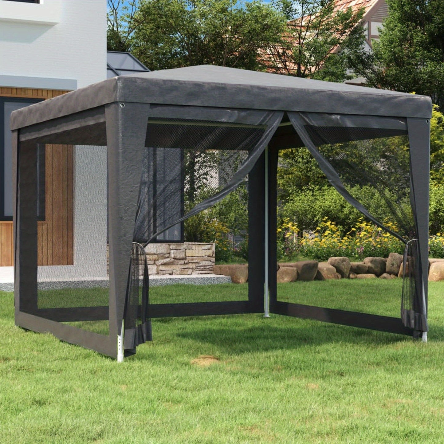 Partytent – Tent – Paviljoen – Overkapping – Luifel – 3x3 Meter – Ademend Gaas Met Stevig Inklapbaar Frame