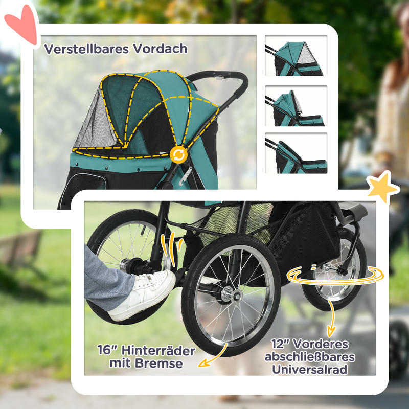 Hondenwagen – Hondenbuggy – Huisdierenwagen – Pet Stroller – Wandelwagen – 4-Wiel Vering – Opvouwbaar Met Remsysteem