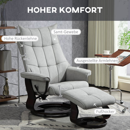 Relaxfauteuil – Relaxstoel – Lounge Chair – Draaifauteuil – Zithoekstoel – Grijs Kunstleer – Verstelbare Rugleuning – Draaibaar Design 360°